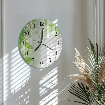 Nástěnné hodiny skleněné kulaté Listy