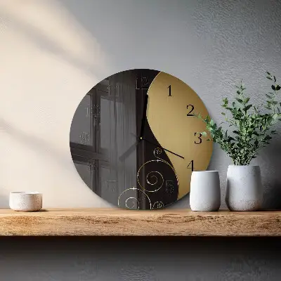 Kulaté skleněné hodiny na stěnu Abstraktní umění