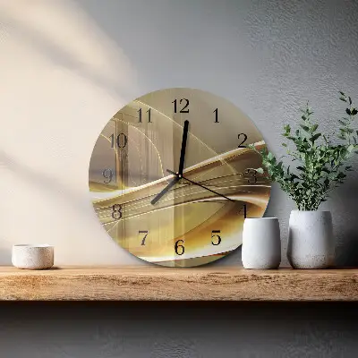 Kulaté skleněné hodiny na zeď Abstraktní linie