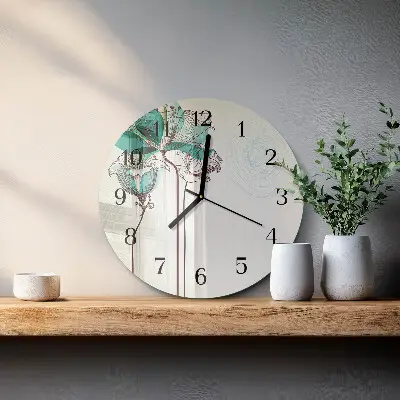 Kulaté skleněné hodiny na stěnu Vintage květiny