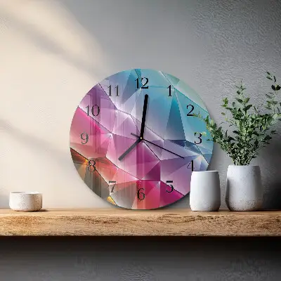 Kulaté skleněné hodiny na zeď 3D vzor