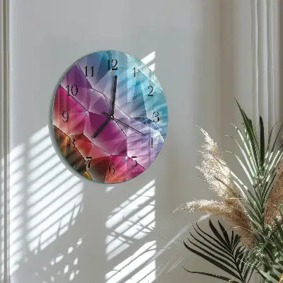 Kulaté skleněné hodiny na zeď 3D vzor
