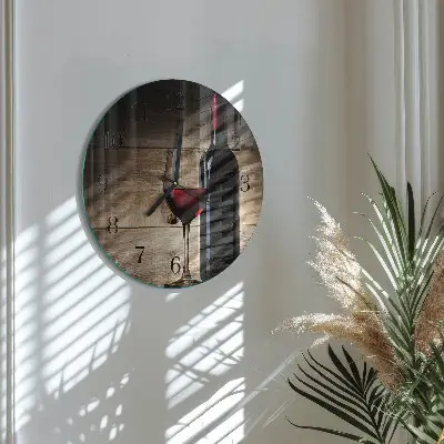 Kulaté skleněné hodiny na zeď Víno