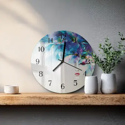 Hodiny s fotkou skleněné kulaté Abstrakce