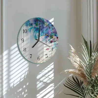 Hodiny s fotkou skleněné kulaté Abstrakce