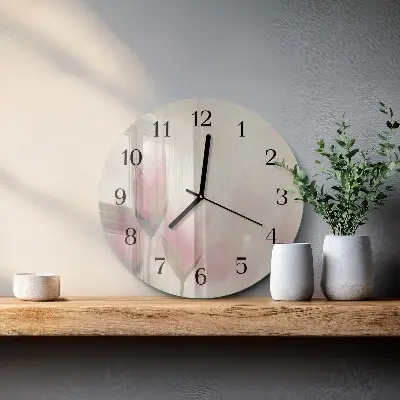 Nástěnné hodiny skleněné kulaté Květiny