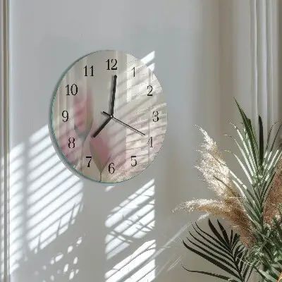 Nástěnné hodiny skleněné kulaté Květiny