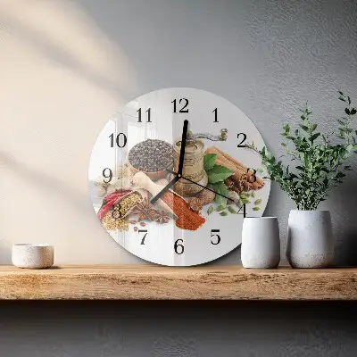 Hodiny na skle kulaté Koření
