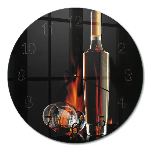 Kulaté skleněné hodiny na zeď Alkohol