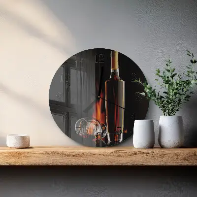 Kulaté skleněné hodiny na zeď Alkohol