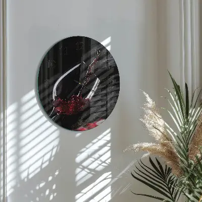 Kulaté skleněné hodiny na stěnu Víno