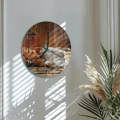 Hodiny s fotkou skleněné kulaté Mlýnek na kávu