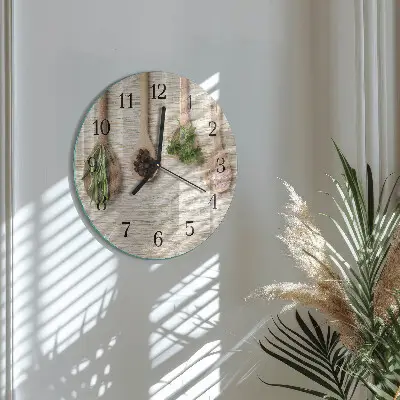 Hodiny na skle kulaté Vařečka