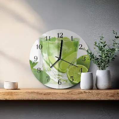 Kulaté skleněné hodiny na zeď Uhličitan vápenatý