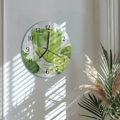 Kulaté skleněné hodiny na zeď Uhličitan vápenatý