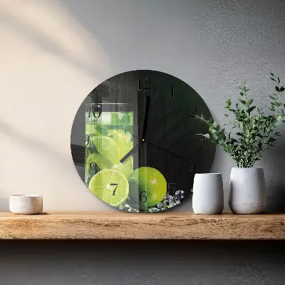 Hodiny s fotkou skleněné kulaté Uhličitan vápenatý