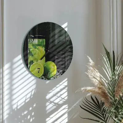 Hodiny s fotkou skleněné kulaté Uhličitan vápenatý