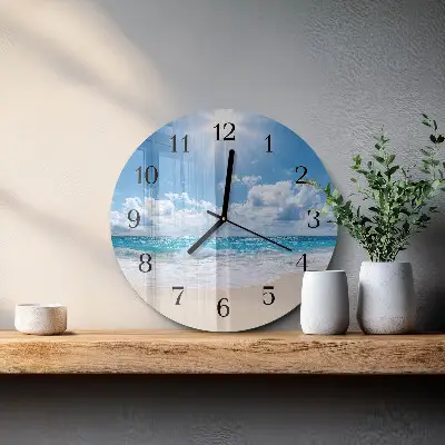 Kulaté skleněné hodiny na zeď Moře