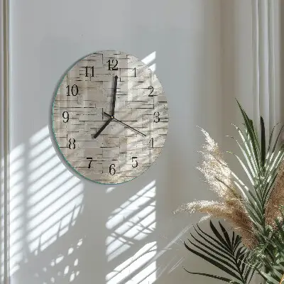 Hodiny na skle kulaté Kamenná zeď