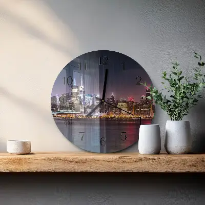 Kulaté skleněné hodiny na stěnu Horizont