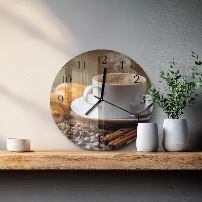 Kulaté skleněné hodiny na zeď Skořicový anýz