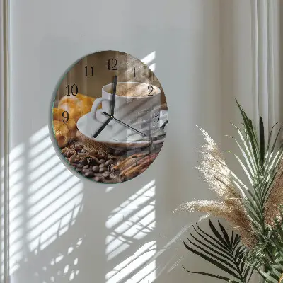 Kulaté skleněné hodiny na zeď Skořicový anýz