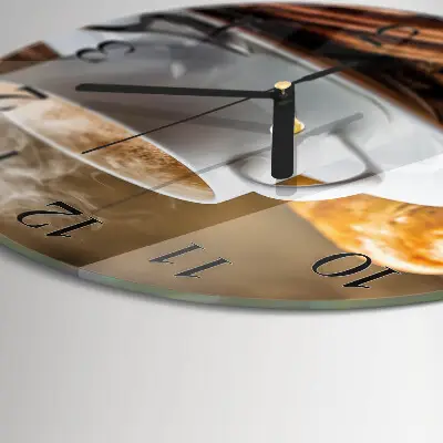 Kulaté skleněné hodiny na zeď Skořicový anýz