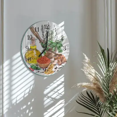 Hodiny s fotkou skleněné kulaté Koření