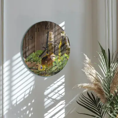 Nástěnné hodiny skleněné kulaté Olej