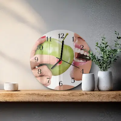 Hodiny s fotkou skleněné kulaté Jablko