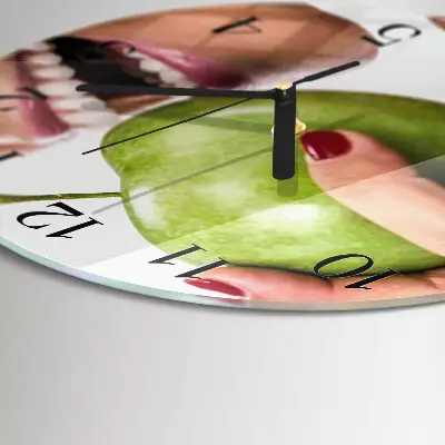 Hodiny s fotkou skleněné kulaté Jablko