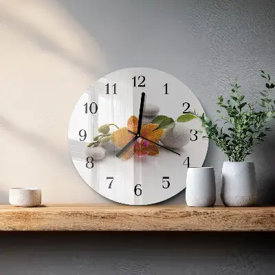 Hodiny s fotkou skleněné kulaté Orchidej
