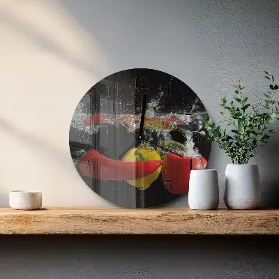 Kulaté skleněné hodiny na stěnu Pepř