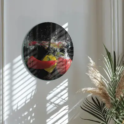 Kulaté skleněné hodiny na stěnu Pepř
