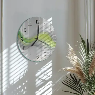 Nástěnné hodiny skleněné kulaté Vlny barev