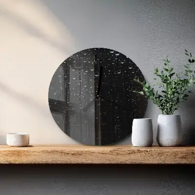 Kulaté skleněné hodiny na zeď Kapky