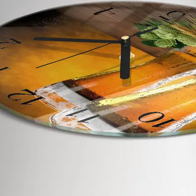 Kulaté skleněné hodiny na stěnu Sklenice piva