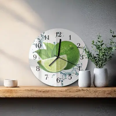 Kulaté skleněné hodiny na zeď Uhličitan vápenatý