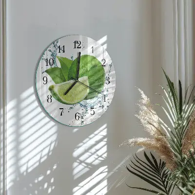 Kulaté skleněné hodiny na zeď Uhličitan vápenatý