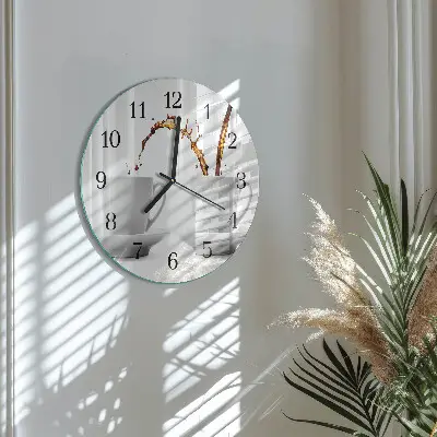 Hodiny na skle kulaté Šálky kávy