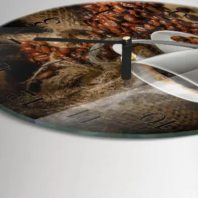 Nástěnné hodiny skleněné kulaté Káva