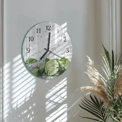 Nástěnné hodiny skleněné kulaté Limetky
