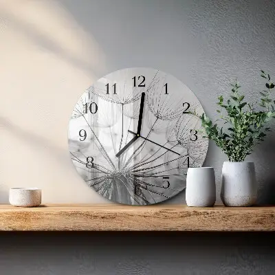 Kulaté skleněné hodiny na zeď Pampeliška