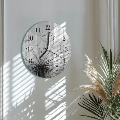 Kulaté skleněné hodiny na zeď Pampeliška