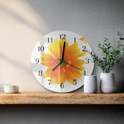 Kulaté skleněné hodiny na stěnu Květ
