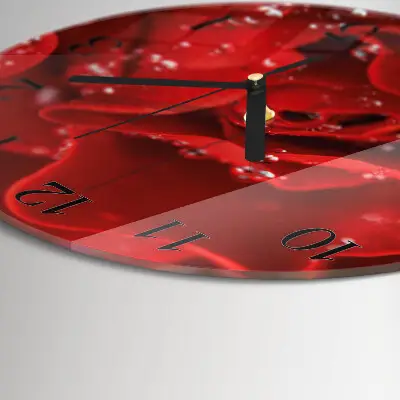 Hodiny s fotkou skleněné kulaté Růže