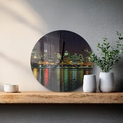 Kulaté skleněné hodiny na zeď Horizont
