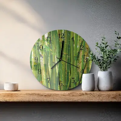 Kulaté skleněné hodiny na zeď Bambus