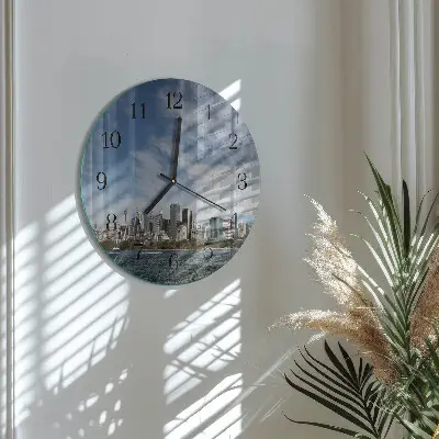 Nástěnné hodiny skleněné kulaté Město