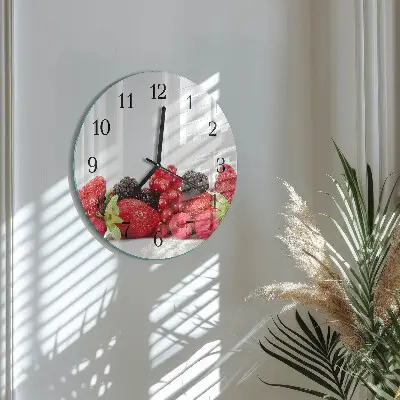 Hodiny na skle kulaté Ovoce